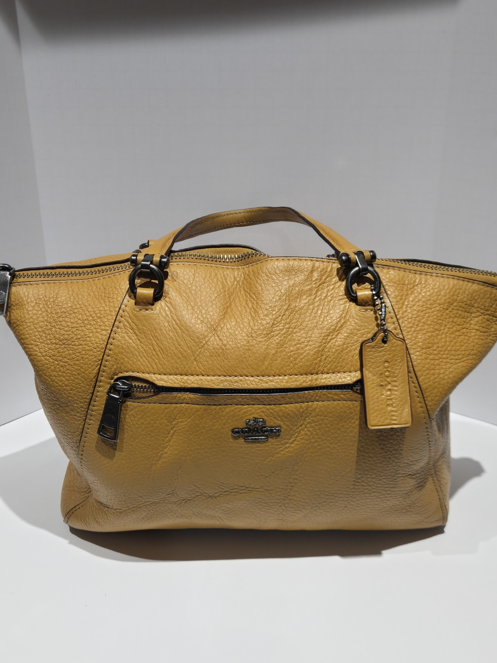 Coach Pebbled Leather Tote in Mustard Yellow